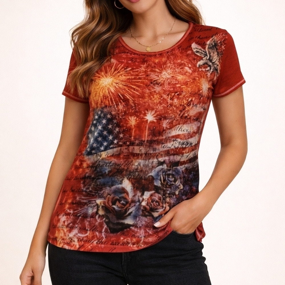 VTG BLUE CANYON Patriotic Fourth of July American Flag Graphic T-shirt